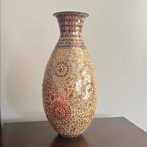 India Boutique Mosaic Vase with Red and Gold Patterns
